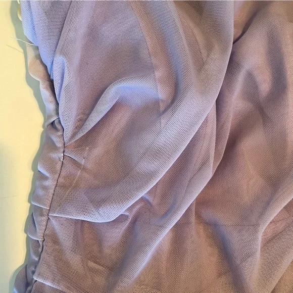 Zara Lilac & Beige Ruched Draped Mesh Mini Dress - Picture 15 of 15